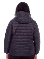 Yoho Plus | Women's Vegan Down (Recycled) Lightweight Packable Puffer, Black (Plus Size)