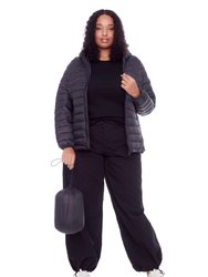 Yoho Plus | Women's Vegan Down (Recycled) Lightweight Packable Puffer, Black (Plus Size)