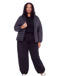 Yoho Plus | Women's Vegan Down (Recycled) Lightweight Packable Puffer, Black (Plus Size)