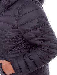 Yoho Plus | Women's Vegan Down (Recycled) Lightweight Packable Puffer, Black (Plus Size)