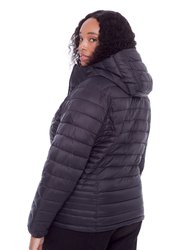 Yoho Plus | Women's Vegan Down (Recycled) Lightweight Packable Puffer, Black (Plus Size)