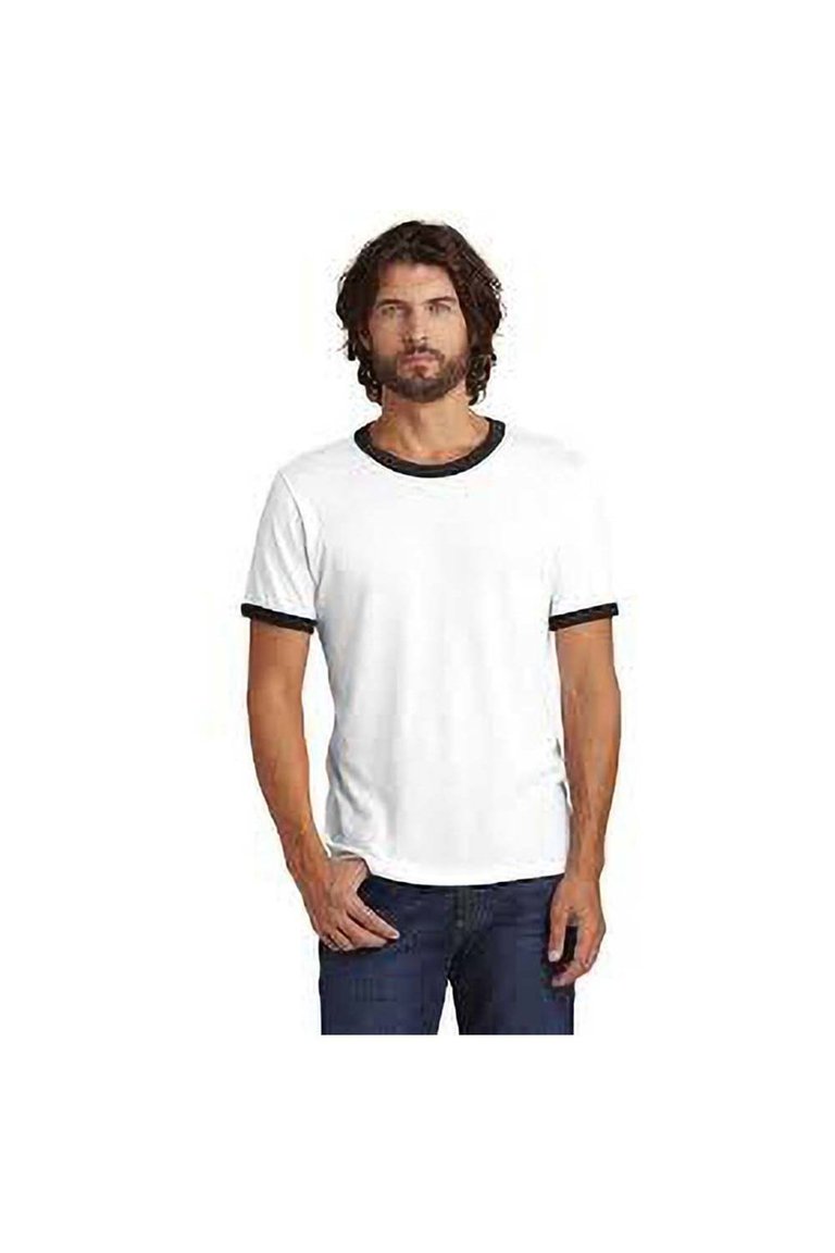 Alternative Apparel Mens 50/50 Vintage Jersey Ringer T-Shirt (White/Black)