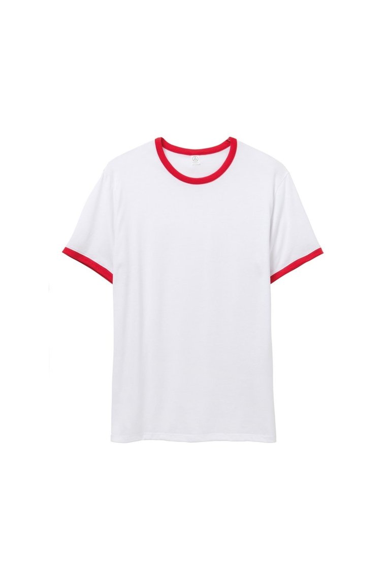 Alternative Apparel Mens 50/50 Vintage Jersey Ringer T-Shirt (White/Red) - White/Red