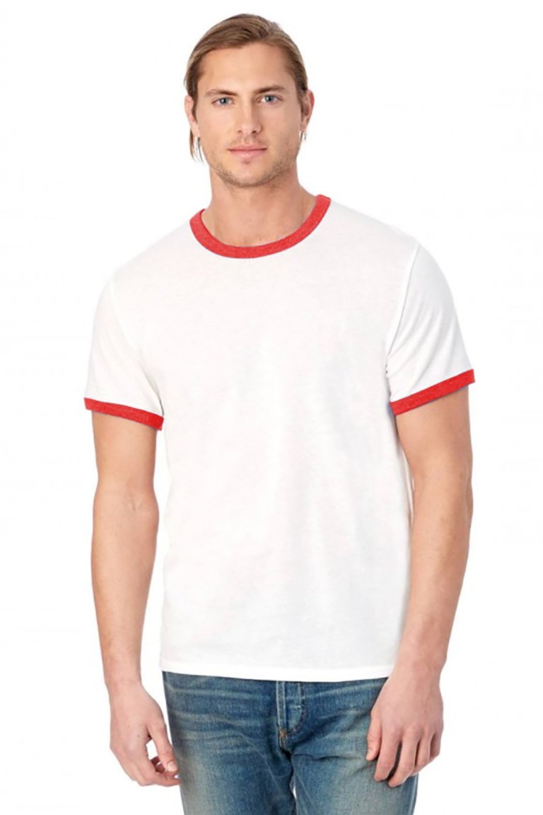 Alternative Apparel Mens 50/50 Vintage Jersey Ringer T-Shirt (White/Red)