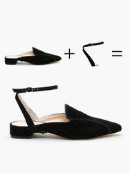 Black Suede Pointed Loafer Marilyn Strap