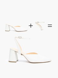 Customizable White V Mule + Marilyn Strap