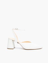 Customizable White V Mule + Marilyn Strap - White