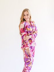 Myra Peri Tie-Dye Print Women's Nightwear Long Sleeve Shirt and Pajama Set