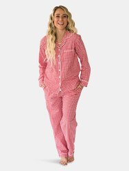 Myra Women's Long Sleeve Shirt & Pajama Set - Red Gingham