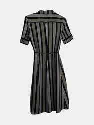 Altuzarra Women's Black Multi Stripe Kieran Striped Shirt Dress