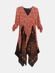 Altuzarra Women's Deep Teal 1/4 Sleeved Floral Silk Dress - Sinopia