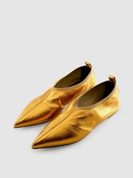 Soft Point Toe Flat Gold Nappa - Metallic Gold Nappa