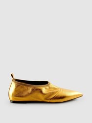 Soft Point Toe Flat Gold Nappa