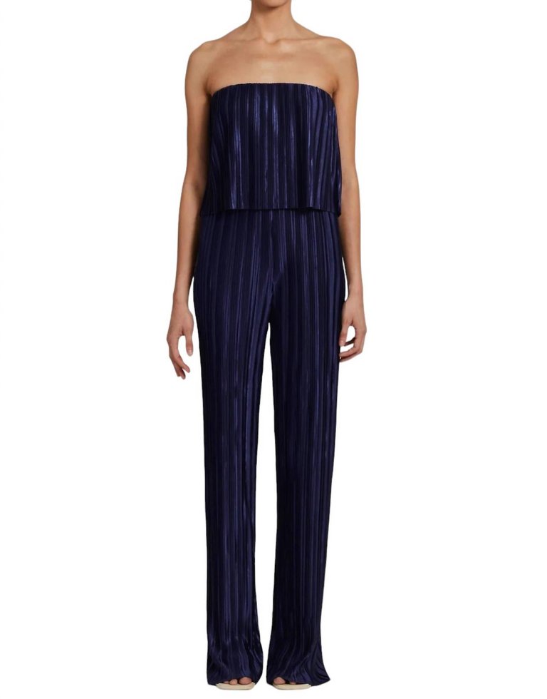 Collina Off Shoulder Jumpsuit In Navy - Navy