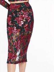 Kismet Sequin Skirt - Noir Dahlia