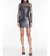 Long Sleeve Dominque Mini Dress In Metalic Mesh - Metalic Mesh