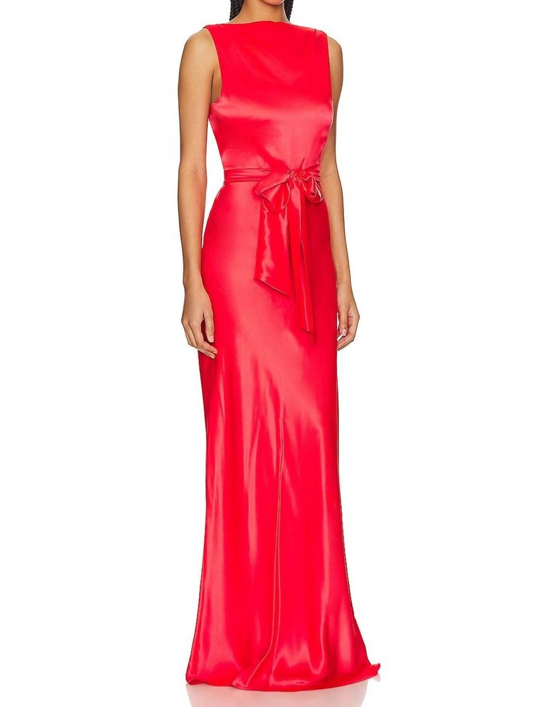 Rosemary Silk Maxi Dress In Crimson