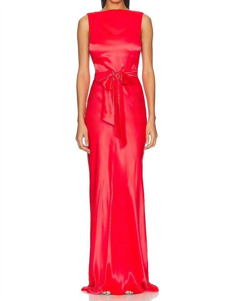 Rosemary Silk Maxi Dress In Crimson - Crimson