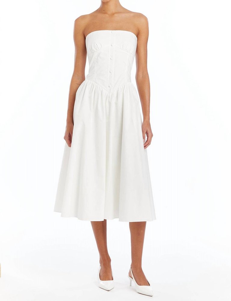 Strapless Holland Dress In White - White