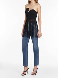 Strapless Puzzle With Fringe Top In Black