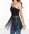 Strapless Puzzle With Fringe Top In Black