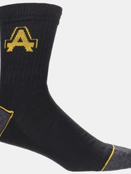 Amblers Mens Contrast Ribbed Workwear Socks (Pack Of 3) (Black/Grey) - Black/Grey