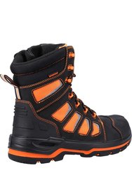 Unisex Adult Radiant Nubuck High Rise Safety Boots - Black/Orange