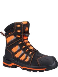 Unisex Adult Radiant Nubuck High Rise Safety Boots - Black/Orange - Black/Orange