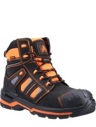 Unisex Adult Radiant Nubuck Safety Boots - Black/Orange - Black/Orange