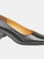 Walford Ladies Leather Court/Womens Shoes - Black - Black