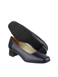 Walford Ladies Leather Court/Womens Shoes - Navy