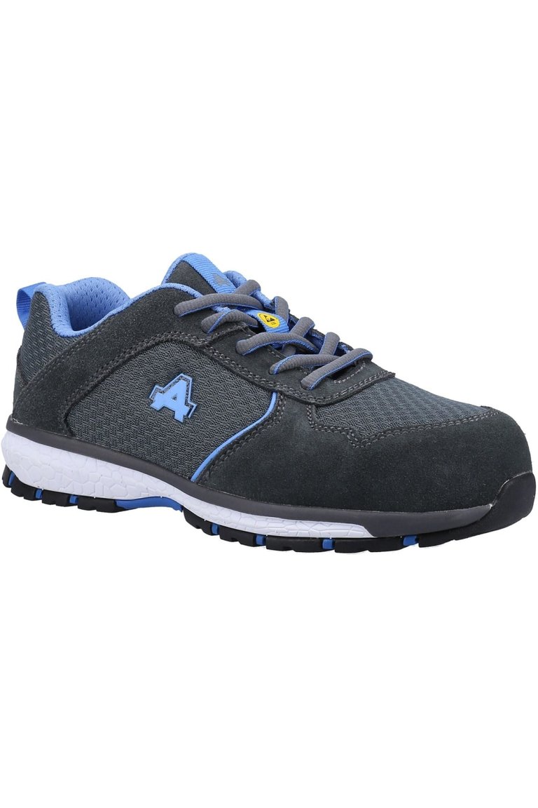 Womens/Ladies AS720C Suede Safety Shoes - Gray/Blue - Gray/Blue