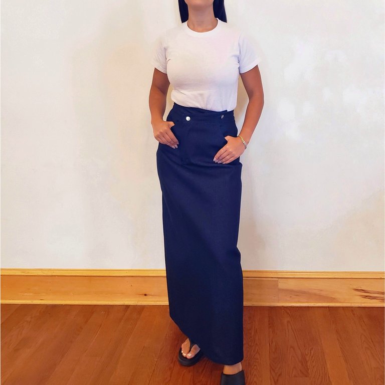 Jaser Denim Maxi Skirt - Midnight Blue - Midnight Blue