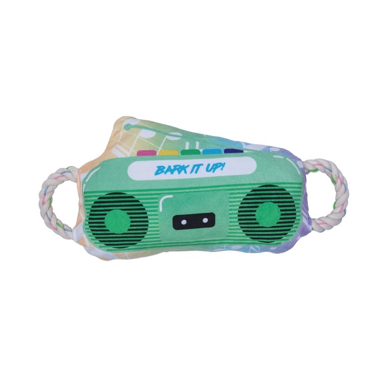 Boombox Crinkle and Squeaky Plush Dog Toy - Green