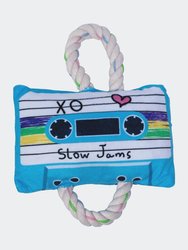Cassette Tape Crinkle and Squeaky Plush Dog Toy - Blue