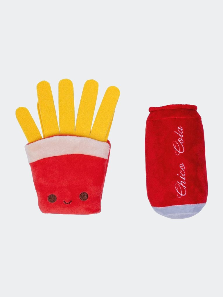 Cola & Fries Crinkle And Squeaky Plush Dog Toy Combo