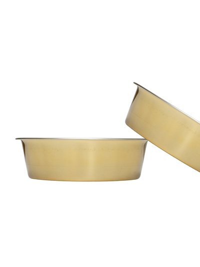 American Pet Supplies Country Living Set of 2 Durable Gold Stainless Steel Heavy Dog Bowls product