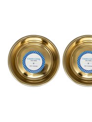 Country Living Set of 2 Durable Gold Stainless Steel Heavy Dog Bowls