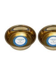 Country Living Set of 2 Durable Gold Stainless Steel Heavy Dog Bowls