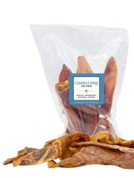 Country Living Whole Pig Ears - All Natural Dog Treats - 15 Pack