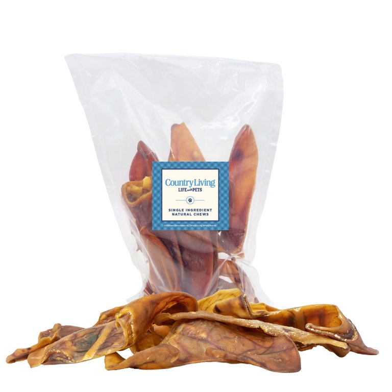 Country Living Whole Pig Ears - All Natural Dog Treats - 15 Pack