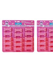 Dog Bone 3 In 1 Silicone Baking Treat Tray - 2 Pack - Pink