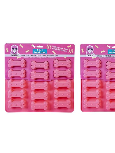 American Pet Supplies Dog Bone 3 In 1 Silicone Baking Treat Tray - 2 Pack product