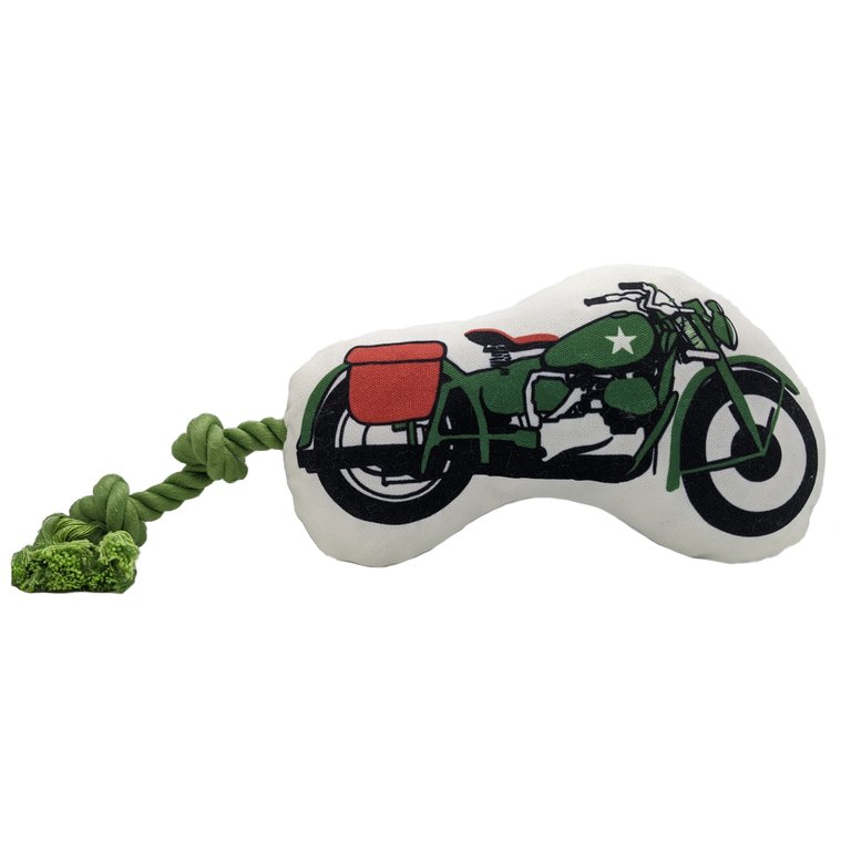 Military Motorcycle Plush Dog Toy - Green