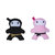 Ninja Love Crinkle and Squeaky Plush Dog Toy Combo - Black/Pink