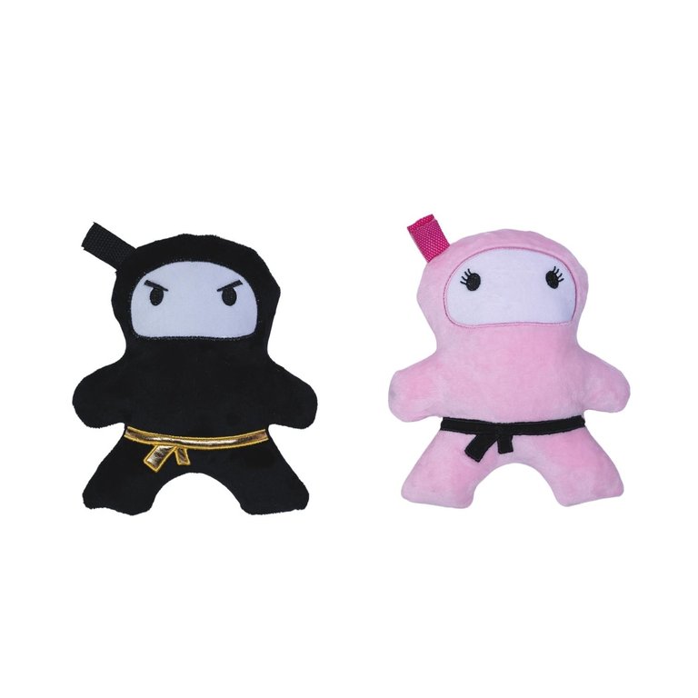 Ninja Love Crinkle and Squeaky Plush Dog Toy Combo - Black/Pink