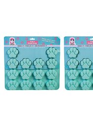 Paw Print 3 In 1 Silicone Baking Treat Tray - 2 Pack - Green