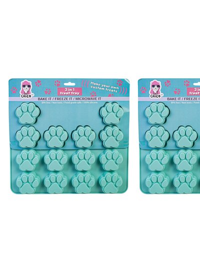 American Pet Supplies Paw Print 3 In 1 Silicone Baking Treat Tray - 2 Pack product