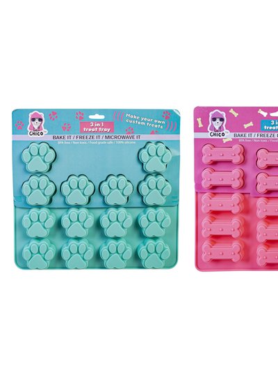 American Pet Supplies Set of Dog Bone and Paw Print 3 in 1 Silicone Baking Treat Trays product