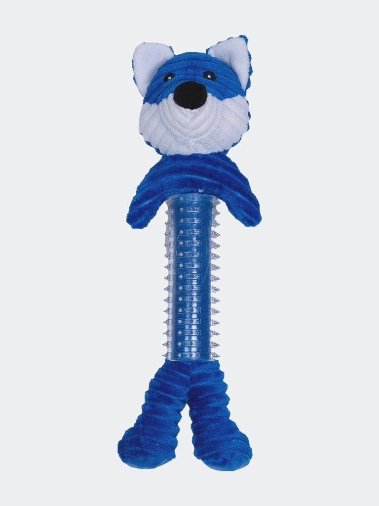 Skinny Blue Fox Corduroy Squeaking Dog Toy - Blue